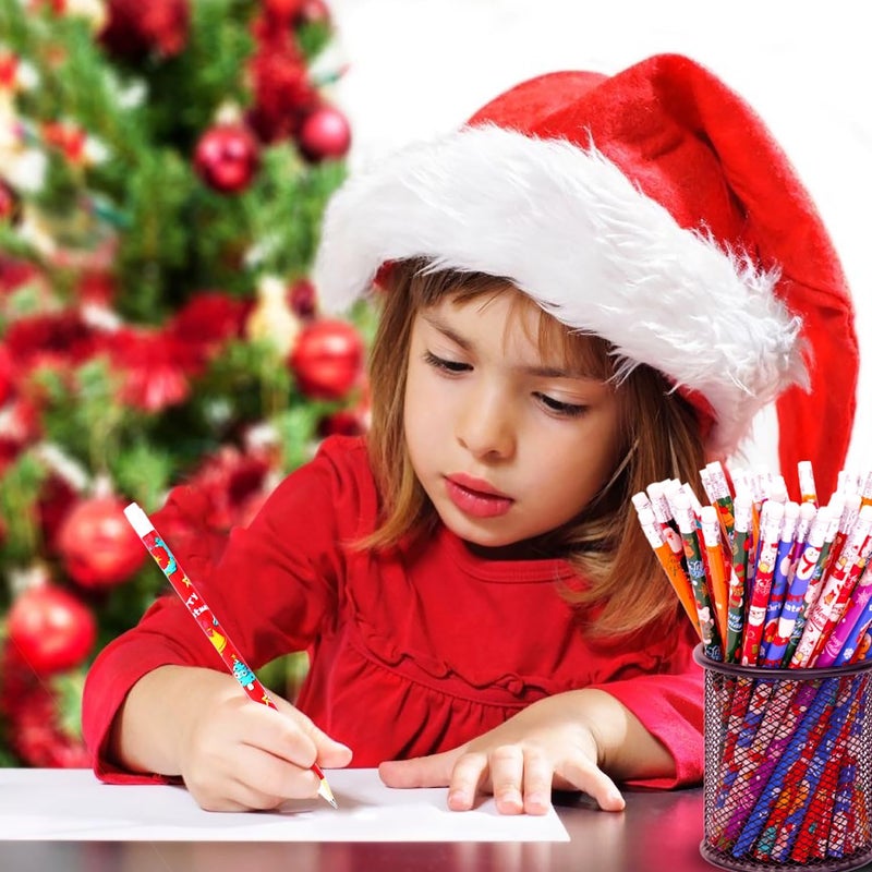 SETRUE 48 Pcs Christmas Pencils with Eraser, Xmas Wood Pencils Bulk for Christmas Party Favors School Classroom Supplies(12 Styles) - Image 2